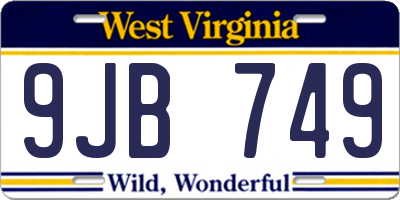 WV license plate 9JB749