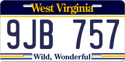 WV license plate 9JB757