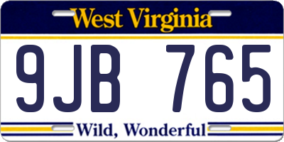WV license plate 9JB765