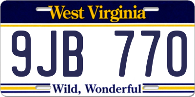 WV license plate 9JB770