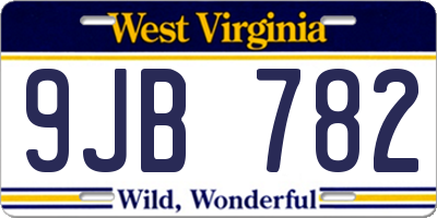 WV license plate 9JB782