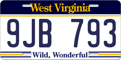 WV license plate 9JB793
