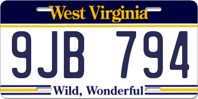 WV license plate 9JB794