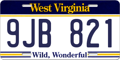 WV license plate 9JB821