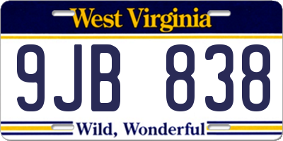 WV license plate 9JB838