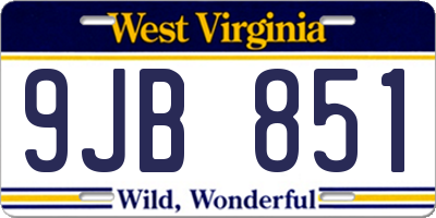 WV license plate 9JB851