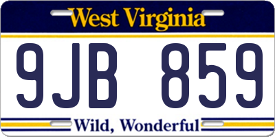 WV license plate 9JB859