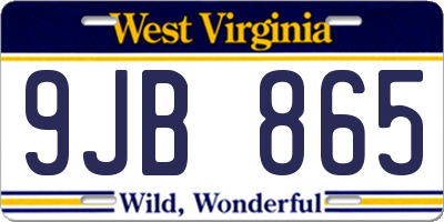 WV license plate 9JB865