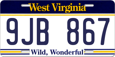 WV license plate 9JB867