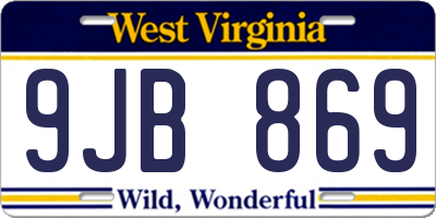 WV license plate 9JB869