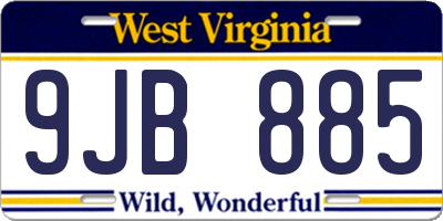 WV license plate 9JB885