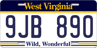 WV license plate 9JB890