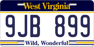 WV license plate 9JB899