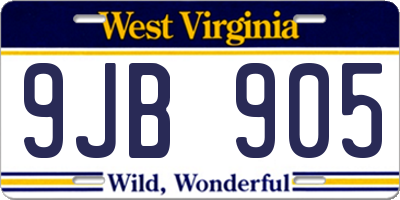 WV license plate 9JB905