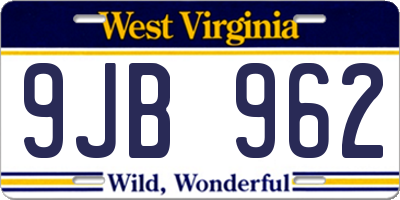 WV license plate 9JB962