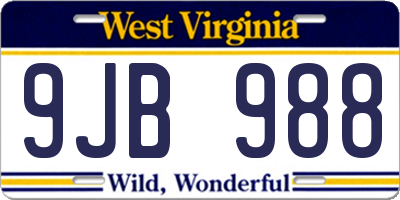 WV license plate 9JB988