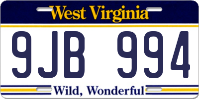 WV license plate 9JB994