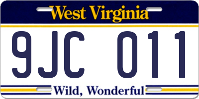 WV license plate 9JC011