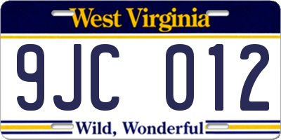 WV license plate 9JC012