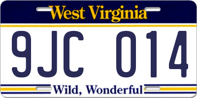 WV license plate 9JC014