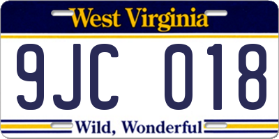 WV license plate 9JC018