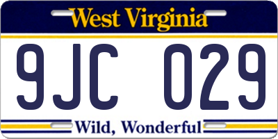WV license plate 9JC029