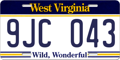 WV license plate 9JC043