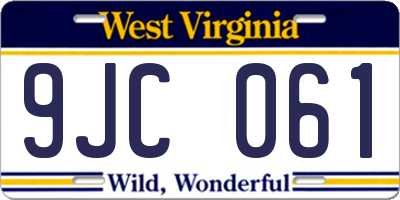 WV license plate 9JC061