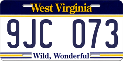 WV license plate 9JC073