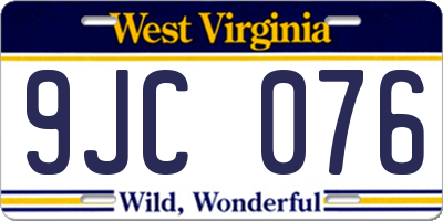 WV license plate 9JC076
