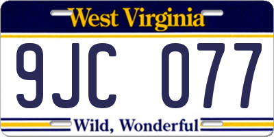 WV license plate 9JC077