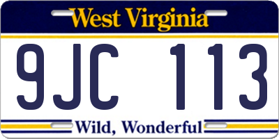 WV license plate 9JC113