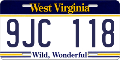 WV license plate 9JC118