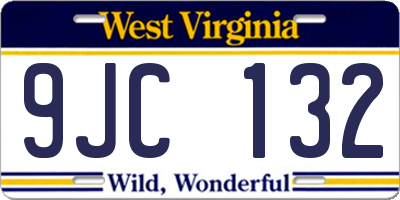 WV license plate 9JC132