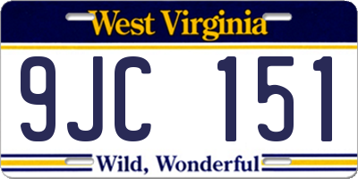 WV license plate 9JC151