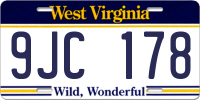 WV license plate 9JC178