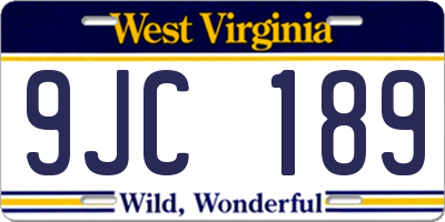 WV license plate 9JC189