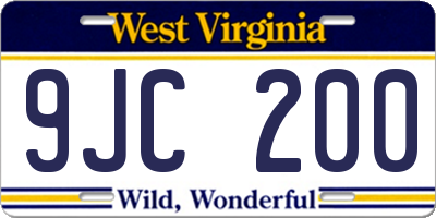 WV license plate 9JC200