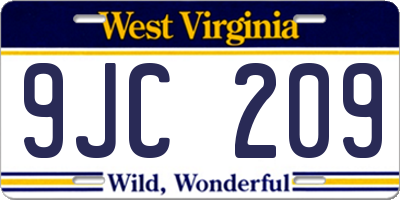 WV license plate 9JC209
