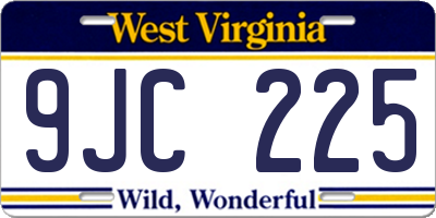 WV license plate 9JC225