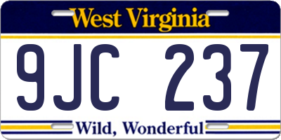 WV license plate 9JC237