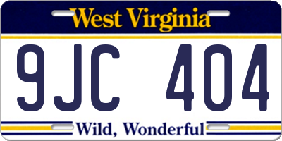 WV license plate 9JC404