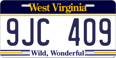 WV license plate 9JC409