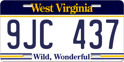 WV license plate 9JC437