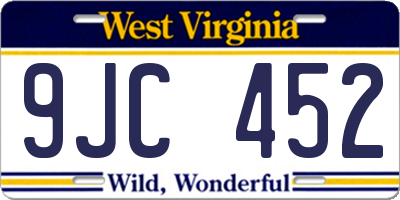 WV license plate 9JC452