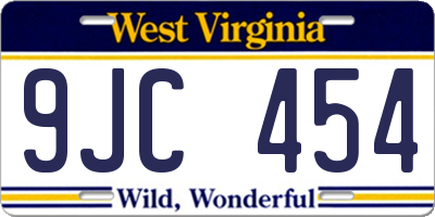 WV license plate 9JC454