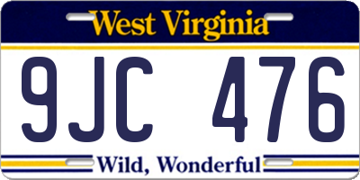 WV license plate 9JC476