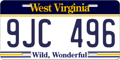 WV license plate 9JC496