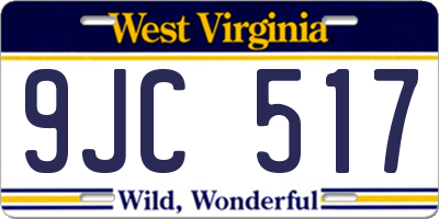 WV license plate 9JC517