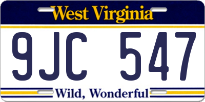 WV license plate 9JC547